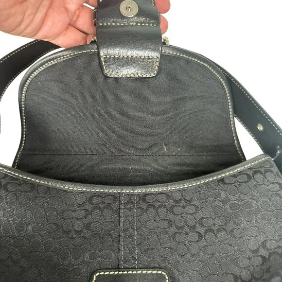 Coach 6818 SMALL Vintage Soho Black Leather and Signature C Canvas Shoulder Bag - Picture 11 of 16